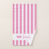 Personalisierter Name Pickleball Rosa Streifen Handtuch (Handtuch)