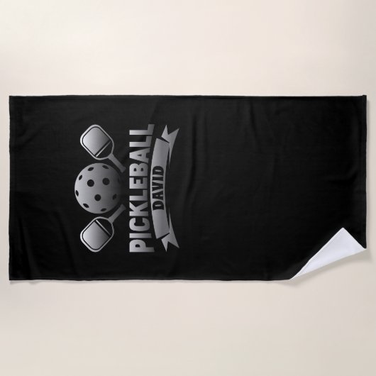 Personalisierter Name Pickleball Strandtuch (Vorderseite)