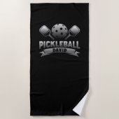 Personalisierter Name Pickleball Strandtuch (Vorderseite)