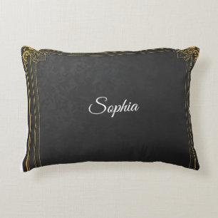 Personalisierter Name Pillow - Black & Gold Elegan Dekokissen