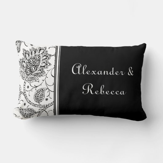 Personalisierter Name Pillow/Schwarz Toile Lendenkissen (Vorderseite)
