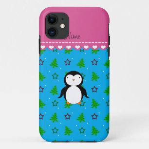 Personalisierter Name Pinguin Himmelblau Sterne iPhone 11 Hülle