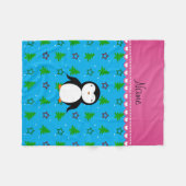 Personalisierter Name Pinguin Himmelblau Sterne Fleecedecke (Vorderseite (Horizontal))