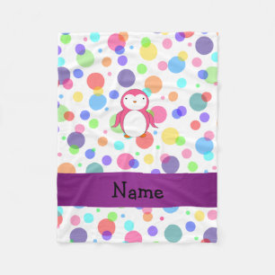 Personalisierter Name Pinguin-Polka-Punkte Fleecedecke