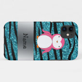 Personalisierter Name Pinguin zebra streifen Case-Mate iPhone Hülle (Rückseite (Horizontal))