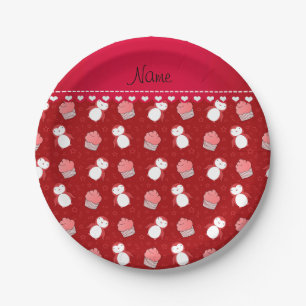 Personalisierter Name Pinguine Cupcakes Stars Pappteller