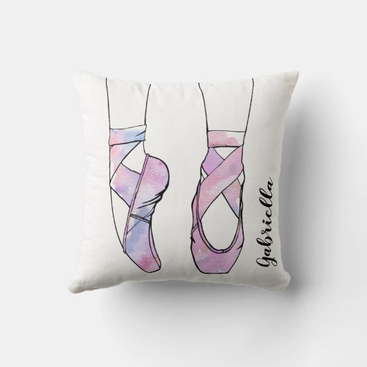Personalisierter Name Pink Ballet Kissen (Rückseite)