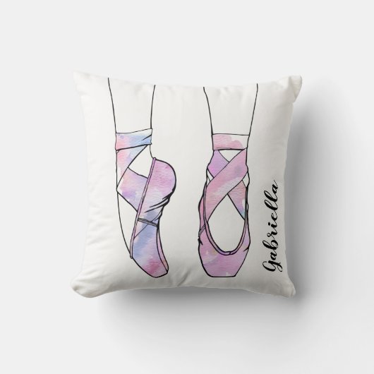 Personalisierter Name Pink Ballet Kissen (Vorderseite)
