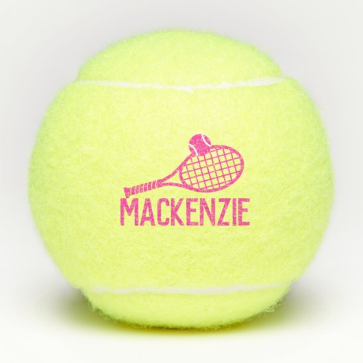Personalisierter Name Pink Custom Tennis Balls Tennisbälle (Vorderseite)