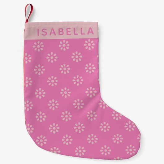 Personalisierter Name Pink Daisy Frohe Weihnachten Kleiner Weihnachtsstrumpf (Vorderseite)