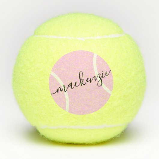 Personalisierter Name Pink Girl Design Tennisbälle (Vorderseite)