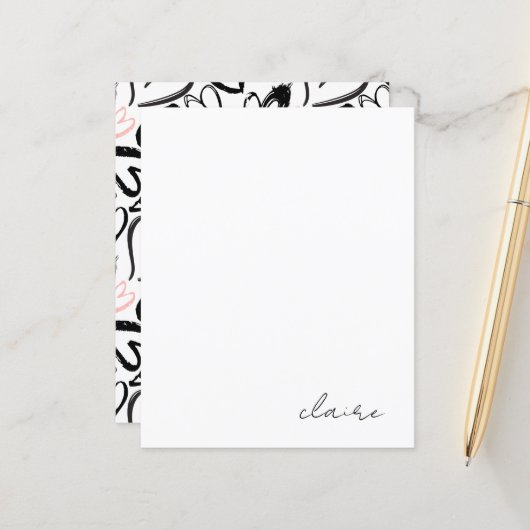 Personalisierter Name Pink Hearts Papier (Vorderseite/Rückseite Beispiel)