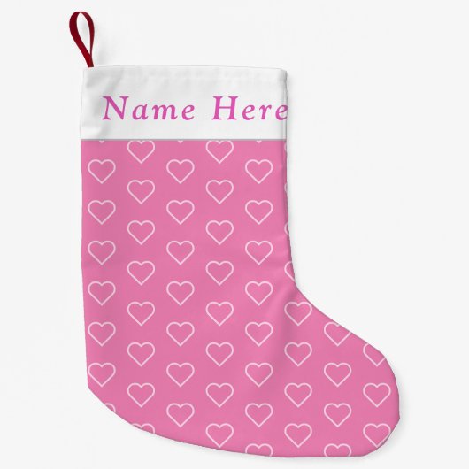 Personalisierter Name Pink Herz Weihnachten Strump Kleiner Weihnachtsstrumpf (Vorderseite)