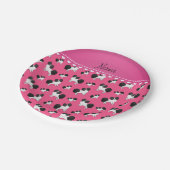 Personalisierter Name Pink Papillon Hunde Pappteller (Schrägansicht)