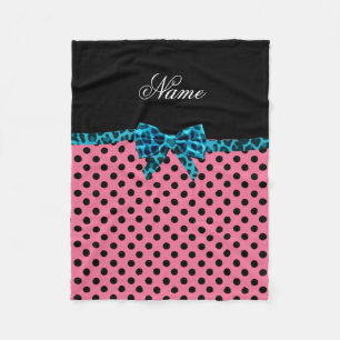 Personalisierter Name Pink Polka dotiert türkisfar Fleecedecke