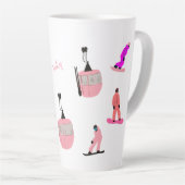 Personalisierter Name Pink Snowboard Snowboarden Milchtasse (Rechte Ecke)