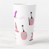 Personalisierter Name Pink Snowboard Snowboarden Milchtasse (Vorderseite)