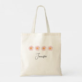 Personalisierter Name Pinke Daisy-Blume Tragetasche (Rückseite)