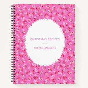 Personalisierter Name Pinke Rote Weihnachtsrezepte Notizblock