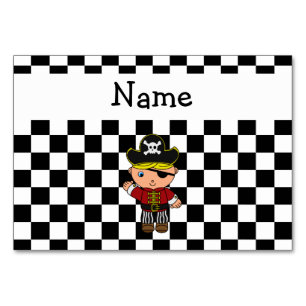 Personalisierter Name Piraten Schwarz-weiße Schach Tischnummer