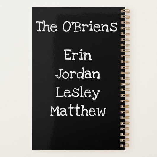 Personalisierter Name Planer (Rückseite)