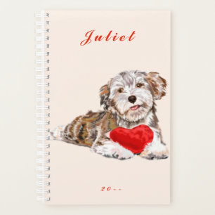 Personalisierter Name Planner Hunde Herz Liebe Planer