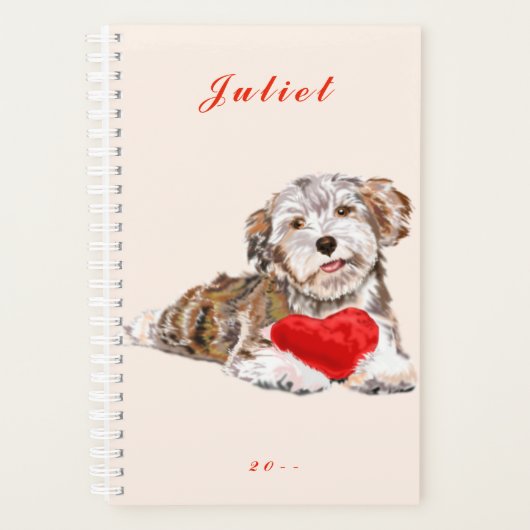 Personalisierter Name Planner Hunde Herz Liebe Planer (Vorderseite)
