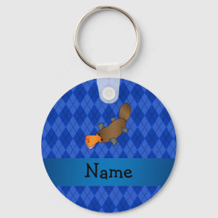 Personalisierter Name platypus blue Raute Schlüsselanhänger