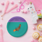 Personalisierter Name platypus grün Pappteller (Party)