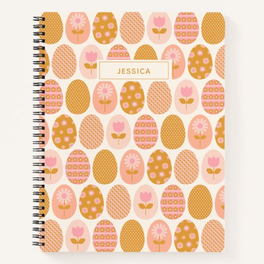 Personalisierter Name Playful Oaster Floral Eierpa Notizblock (Vorderseite)