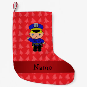 Personalisierter Name Polizist Rote Weihnachtsbäum Kleiner Weihnachtsstrumpf