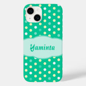 Personalisierter Name Polka Dot, grünes Gehäuse Case-Mate iPhone Hülle (Rückseite)