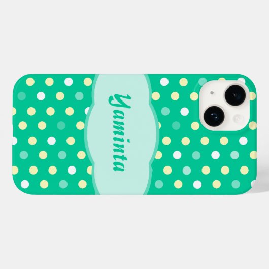 Personalisierter Name Polka Dot, grünes Gehäuse Case-Mate iPhone Hülle (Rückseite (Horizontal))