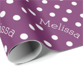 Personalisierter Name Polka Dot Wrapping Paper Geschenkpapier (Rolleneckpunkt)