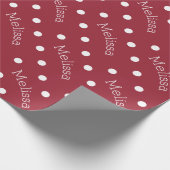 Personalisierter Name Polka Dot Wrapping Paper Geschenkpapier (Ecke)