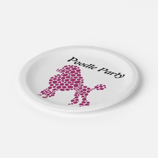 Personalisierter Name Poodle Party Pappteller (Schrägansicht)