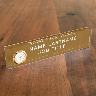 Personalisierter Name Professionell Elegant Braun Namensplakette