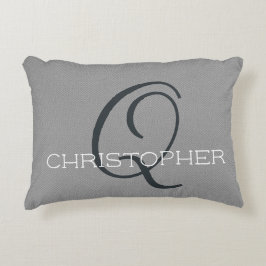 Personalisierter Name Q Anfangsgrau Schwarz-weiß Dekokissen