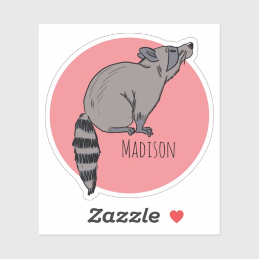 Personalisierter Name Raccoon Vinyl Sticker (Blatt)