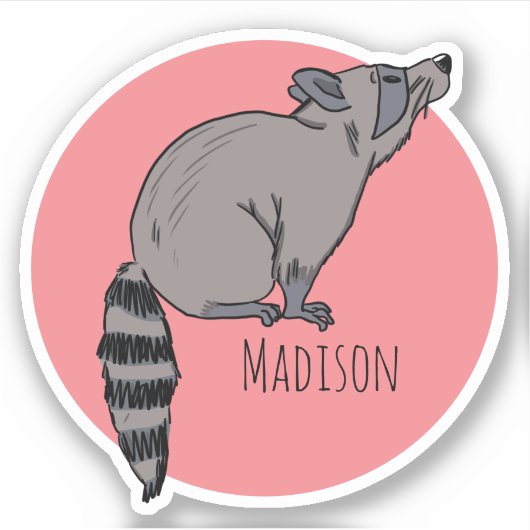 Personalisierter Name Raccoon Vinyl Sticker (Vorderseite)