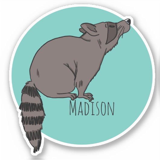 Personalisierter Name Raccoon Vinyl Sticker (Vorderseite)