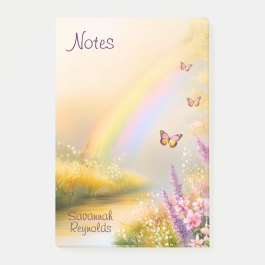 Personalisierter Name Rainbow Butterfly Nature Not Post-it Klebezettel (Vorderseite)