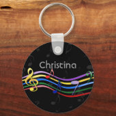 Personalisierter Name Rainbow Cfarbene Musiknoten Schlüsselanhänger (Vorderseite)