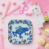 Personalisierter Name Rainforest Frogs Square Tell Pappteller (Party)