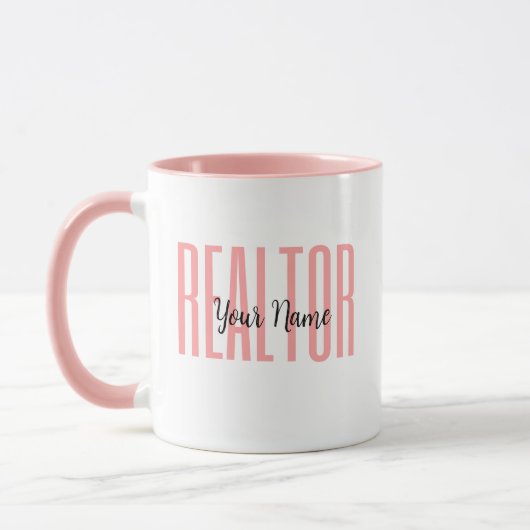 Personalisierter Name Realtor Rosa Tasse (Links)
