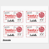 Personalisierter Name Red Bold Santas Sonderliefer Rechteckiger Aufkleber (Blatt)