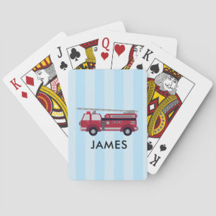 Personalisierter Name Red Fire LKW Spielkarten