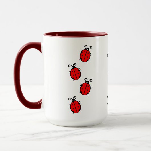 Personalisierter Name Red LadyBug Tasse (Links)