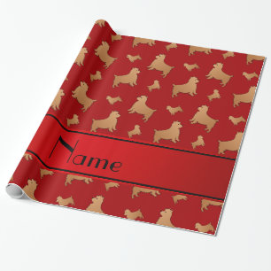 Personalisierter Name Red Norwich Terrier Hunde Geschenkpapier