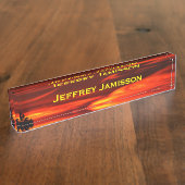 Personalisierter Name Red Sky Acrylic Namensplakette (Seite)